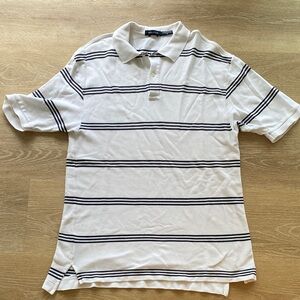 Nautica White and Black Striped Polo Shirt
